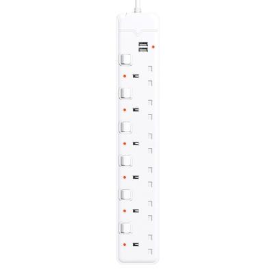 China Hot Sale Residential / General Purpose Many 6 Outlet Extension Lead Extension Cord UK Standard Power Strip With USB for sale