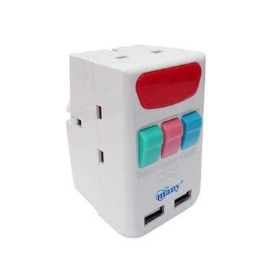 China Residential / Versatile Many New Trend 3 Outlet & Standard 2 USB Extension Wall Multi Socket Switch UK Plug Power Adapters for sale