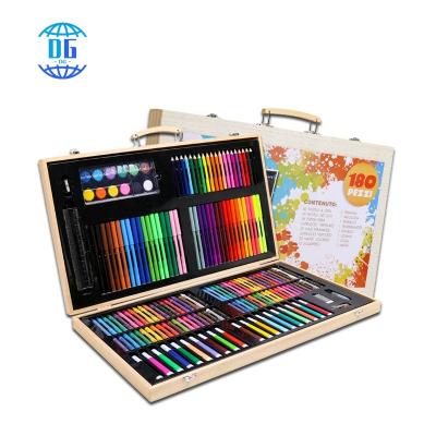 China Kids .students DG Professional 180-Piece Deluxe Art Set in Wooden Case for Students Includes Painting and Drawing Tools for sale