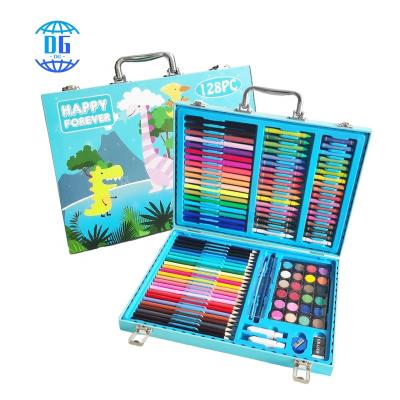 China Child Teenager Gift DG Factory Wholesale 128 Wooden Boxes Professional School Set Children's Watercolor Pen Art Set for Drawing for sale