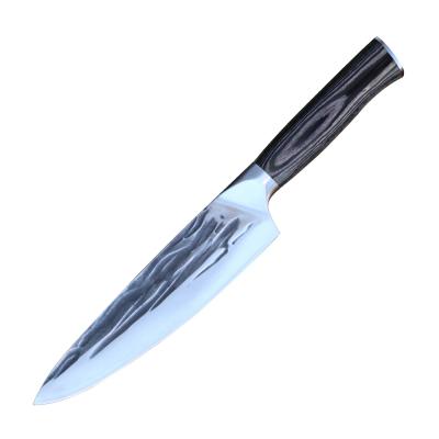 China Viable New Arrival Premium Quality 8inch Chef Knife Ultra Sharp With Hammering Knife Blade Kitchen Knives With 5cr15mov Carbon Steel for sale