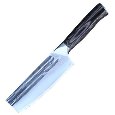 China Yangjiang 5CR15MOV Blade Cleaver Pakka Handle Kitchen Knife Viable Steel Hammering Wood Chef 6.5inch Japanese Nakiri 6.5inch for sale