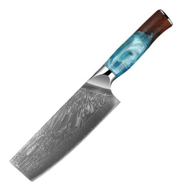 China Viable Popular Steel Chef Knife Ultra Sharp Nakiri Cleaver LFGB VG10 67layers Rosewood Burl Resin Handle Japanese Kitchen Damascus for sale