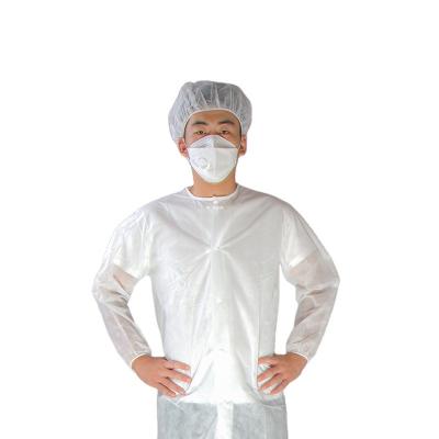 China Cleanroom PP Woven Fabric Disposable Lab Coat Plastic Bag Non Packing MOQ 500pcs Women Long Sleeve Lab Coat for sale