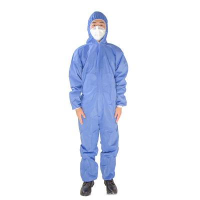 China Blue SMS Chemical Normal Nonwoven Industrial Disposable Protective Coverall With Shirt Collar Body Protective Suit Coverall for sale