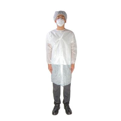 China White Clean Room PP Woven Fabric Lab Coat MOQ 500pcs Men Women Non Sleeve Long Disposable Lab Coat With Pockets for sale