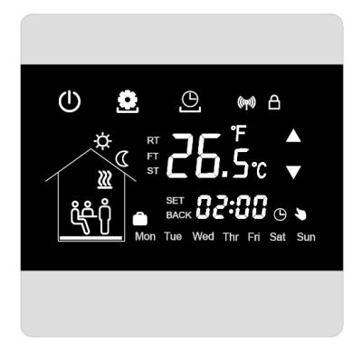 China 2 Watt-Touch Screen Thermostat IP20 220/230VAC mit Handbuch und Programmierungsbetrieb zu verkaufen