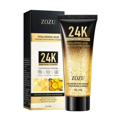 China Acne Treatment Acne Treatment ZOZU 24K Gold Facial Hyaluronic Acid Gentle Deep Cleansing Remove Anthracnoses Best Anti Acne Organic Foam Face Wash for sale