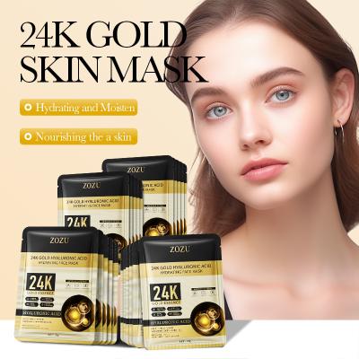 China ZOZU Moisturizer 24K Gold Hyaluronic Acid Mask Beauty Facial Sheet Moisturizing Nourishing Facial Mask Skin Care Cosmetics for sale