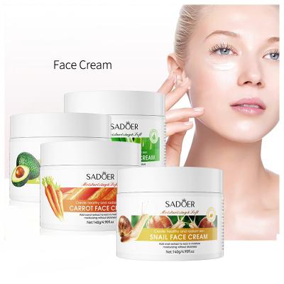 China SADOER Beauty Anti Aging Aloe Vera Milk Carrot Snail Avocado Soothing Moisturizing Skin Care Creams Anti Aging Facial Cream Whitening Cream for sale