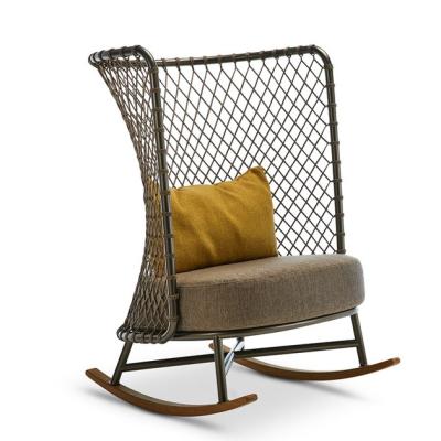 China Factory Price Bistros Lounge Chair Modern Portable Garden Aluminum Rattan Rope Patio Swinging Sofa Chair Outdoor for sale