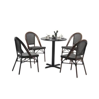 China Aluminum Outdoor Modern French Patio French Bistro Sets Outdoor Leisure Tslin Garden Table for sale