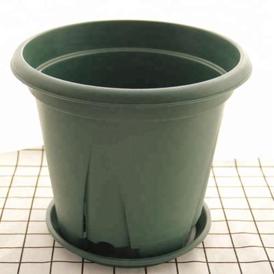 China Durable And Non-toxic Seedling Plant Nursery Pot / Round Green Plastic Flower Pots With Saucers for sale