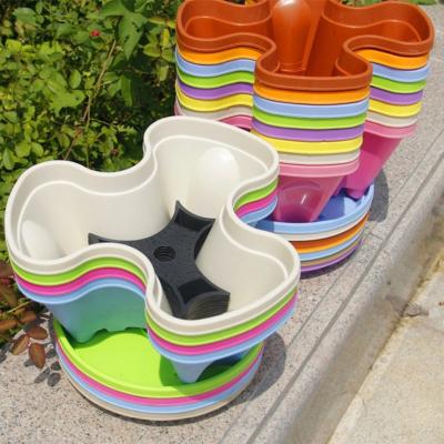 China Durable Stackable Plastic Flower Pots Strawberry Pot For Garden for sale