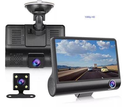 China Waterproof Small Dash Cam 3 Dash Camera Recorder 4 Inch Screen Black Box Rearview Car DVR Car DVR 3 Ways HD Video Driving Recorder for sale