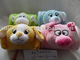 China Anti-pilling animal blanket with monkey, bear, dog, pig toys for sale