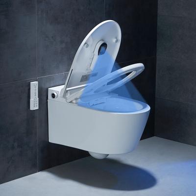 China Automatic Operation Smart Water Saving Automatic Bidet Toilet Electric Smart Wall Hung Toilet With Concealed Cistern for sale