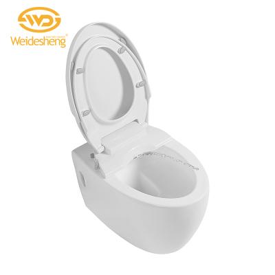 China Double-flush European Wall Mounted Bathroom Toilet Bowl Wall Hit White Ceramic Toilet for sale