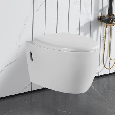 China New Design Double-flush Water Saving Ceramic P-trap Flush Bathroom Wall Hung WC Toilet for sale