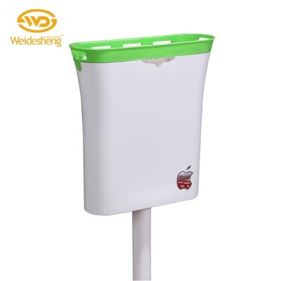 China Toilet Water Reservoir High Quality Yellow And Green Double-flow Plastic Flush Tank With External Sprinkler Head for sale