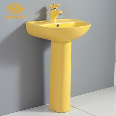 China Hand Wash Various Colors Soft Color Pedestal Price Stand Alone The Wash Basin for sale