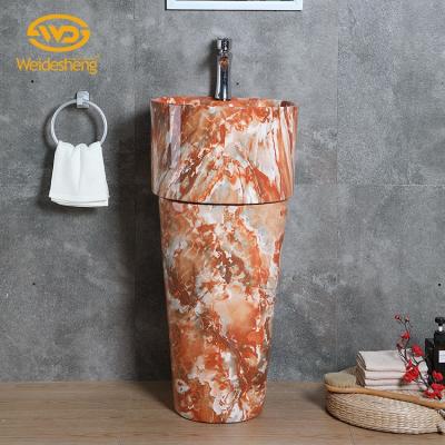 China Hand Wash Multiple Color Ceramic Floor Standing Wash Pedestal Sink for sale