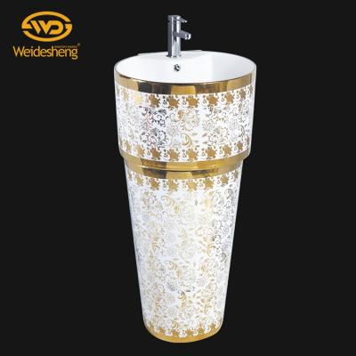 China Hand Wash New Style Art Basin Wash Basins Ceramic Pedestal Sink for sale