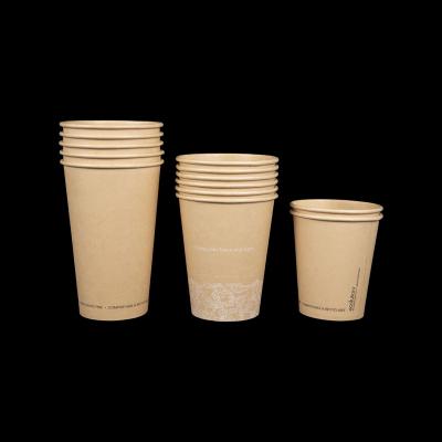 China 12oz Biodegradable Flexo Printing Home Compostable Plastic Free Water Based Liner Bamboo Paper Pulp Cup For Hot Coffee for sale