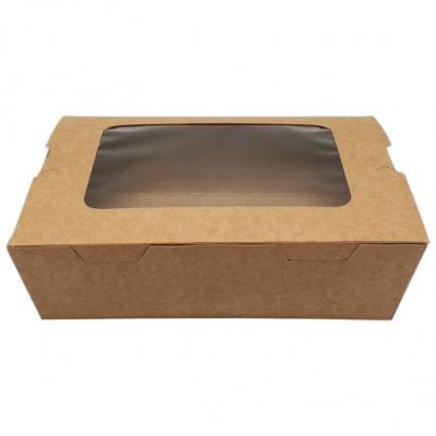 China Disposable Disposable Paper Food Packaging Take Out Window Fruit Sushi Salad Paper Boxes With Logo for sale