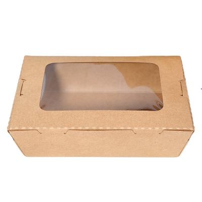 China Disposable Disposable Paper Food Packaging Take Out Window Fruit Sushi Salad Paper Boxes With Logo for sale