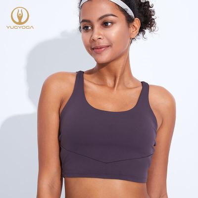 China Wholesale Quick Dry Sports Bra Popular Women's Breathable Yoga Vest Tie Up Cross Backless High Impact Crop Top Yoga Bra for sale