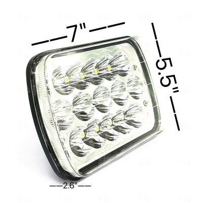 China Waterproof Square 7inch 45W Head Lamp IP68 SUV ATV UTV Boats Truck Offroad Pickup Led Work Light With High Beam And Low Beam KZL15WL45W for sale