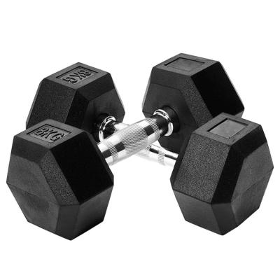 China Universal Hex Dumbbells Gym Rubber Wrapped Solid Weights Sets Hex Dumbbell Set for sale