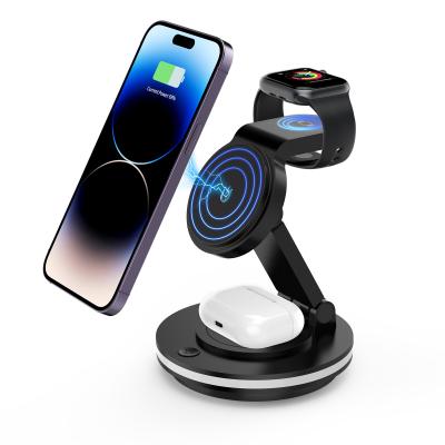 China 4 In 1 Magnetic Wireless Charging Support Qi cell phones with colorful light design ABS and PC for sale