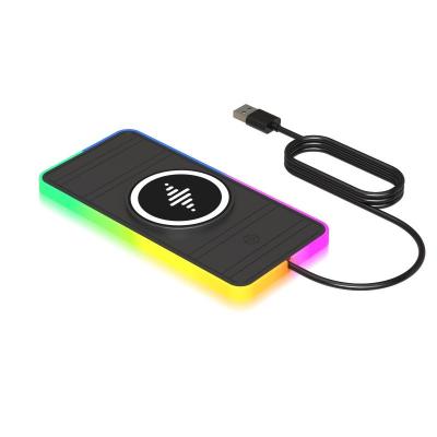 China Fast Car Wireless Charger Black Charging Pad For Apple Devices With RGB Light for sale