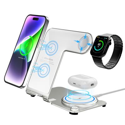 Chine Graceful High Charging  Effeciency PD/QC Metal Wireless 3 In 1 Multifunctional Charging Station à vendre