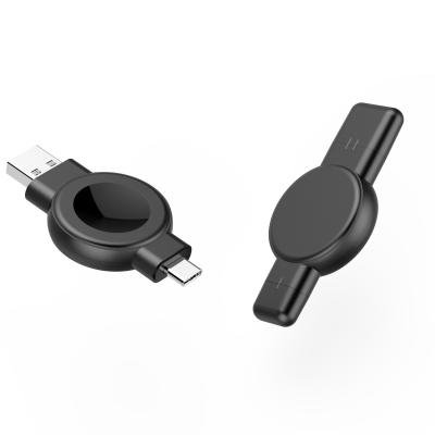 China Compact Design Wireless Samsung Apple Watch Charger With USB-A & USB-C Dual-plug for sale