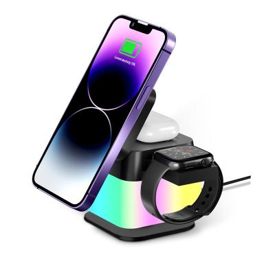 China 4-in-1 Rotational Wireless Charging Station with RGB Light for sale