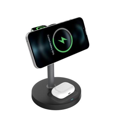 China S11 3 in 1 Magnetic Wireless Charging Stand with Adjustable Charging Angle and USB Type-C Input Interface for sale