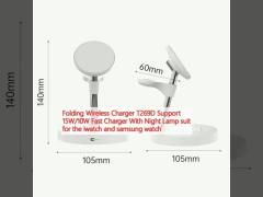 Folding Wireless Charger T269D Support 15W/10W Fast Charger With Night Lamp suit for the iwatch and samsung watch