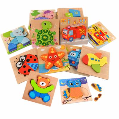 China Smart Cartoon Toy Wood Puzzle Toy Animals For Toddler DIY Wooden Puzzle for sale