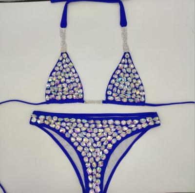 China The 2021 New Hot Sale Design Swimwear Breathable Studs Shinny The Diamond Bikini Double Lined Fabric Swimsuit for sale