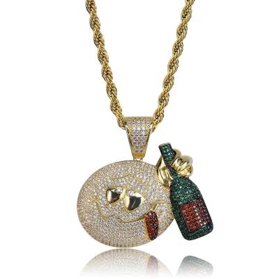 China CLASSIC Drunken Hip Pendant Wine Plug Fashion Color Chain Micro Inlaid Hip Hop Necklace for sale