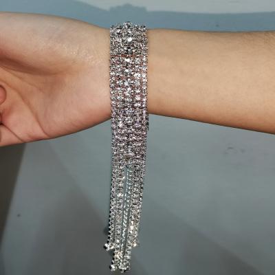 China Simple temperament full diamond tassel bracelet CLASSIC crystal shiny bracelet rhinestone bracelet for sale