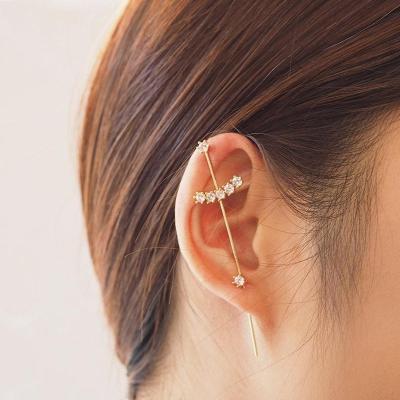 China Hot Sale CLASSIC Gold Plated Zircon Butterfly Earring Hook Ear Pin 18k Ear Wrap Chenille Hook Earring for sale