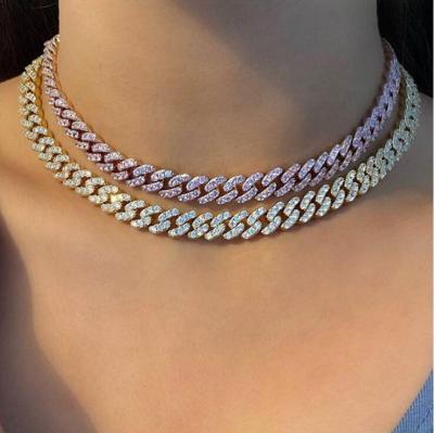 China Wholesale CLASSIC Pink Micro CZ Pave Key Link Chain Necklace For Women for sale