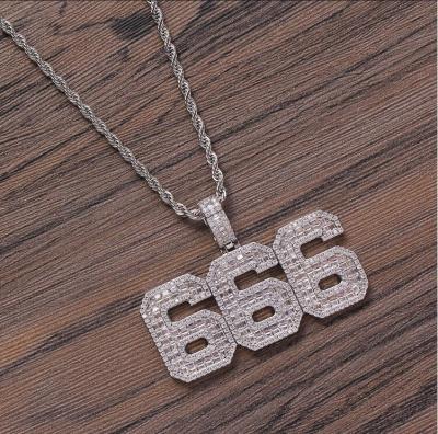 China CLASSIC Custom Numbers Stainless Steel Setting CZ Pendant Iced Out Zircon Hip Hop Necklace Jewelry Gift for sale