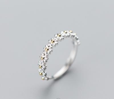 China CLASSIC Hot Sale 100% Pure Silver Single Daisies Flower Rings for sale