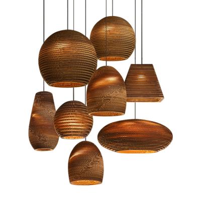 China Asian popular pendant lamp corrugated modern material high quality paper light energy-saving chandelier for sale