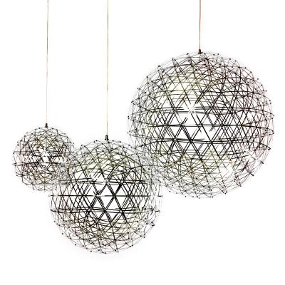 China Unique Art Semi-Circular Stainless Steel Restaurant Living Room High End Bar Modern Industrial Pendant Sparkle Ball Lighting for sale